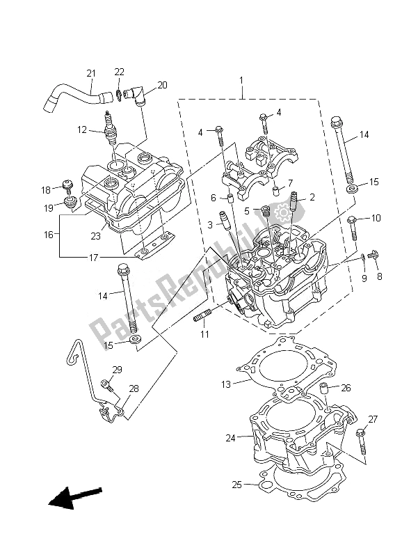 All parts for the Cylinder of the Yamaha YFZ 450R SE 2010