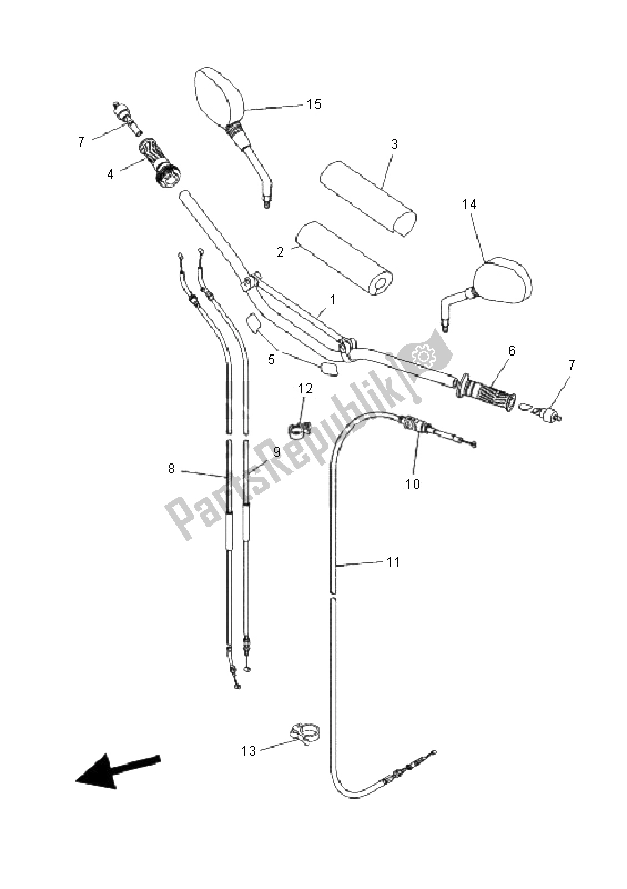 All parts for the Steering Handle & Cable of the Yamaha XT 660X 2008