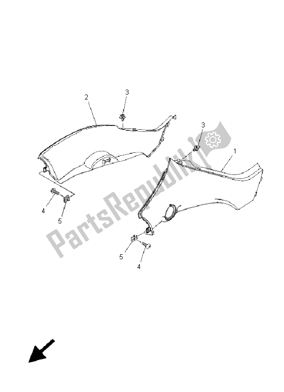 Tutte le parti per il Coperchio Laterale del Yamaha YFM 350R 2009