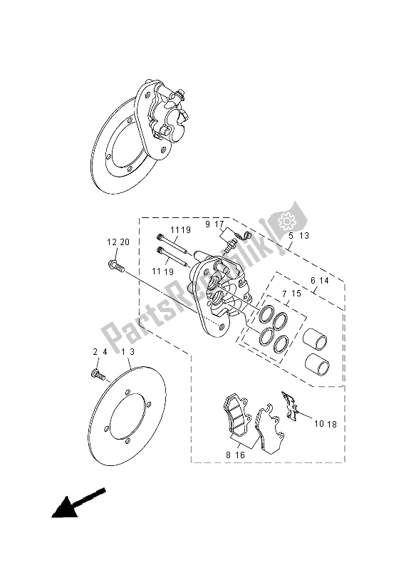 Tutte le parti per il Pinza Freno Posteriore del Yamaha YXR 700F 2012