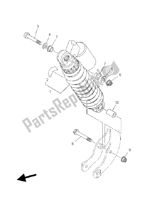 All parts for the Rear Suspension of the Yamaha YFM 350R 2008