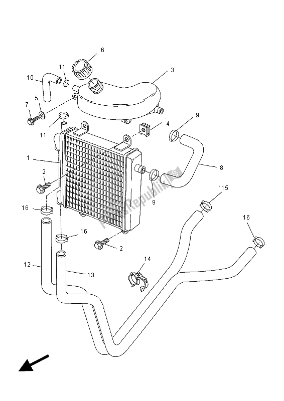 All parts for the Radiator & Hose of the Yamaha YQ 50 Aerox 2012