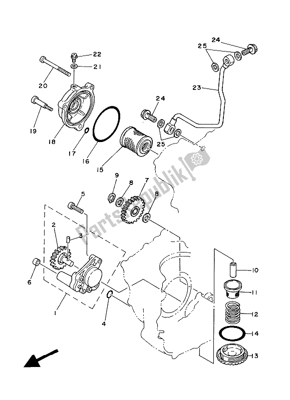 Toutes les pièces pour le La Pompe à Huile du Yamaha XT 350 1988