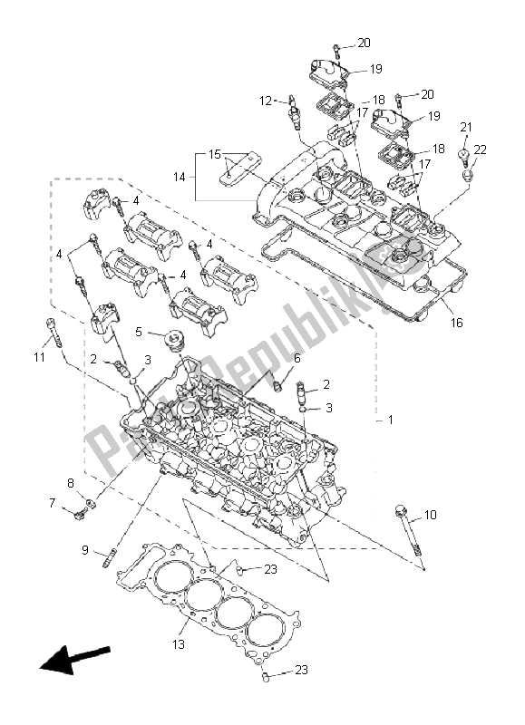 All parts for the Cylinder of the Yamaha FZ6 SHG Fazer 600 2008