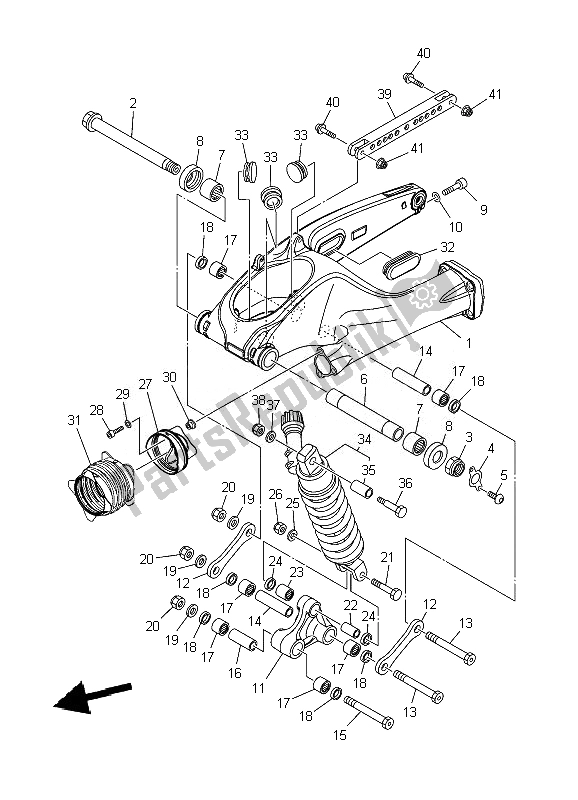 All parts for the Rear Arm & Suspension of the Yamaha XT 1200Z 2010