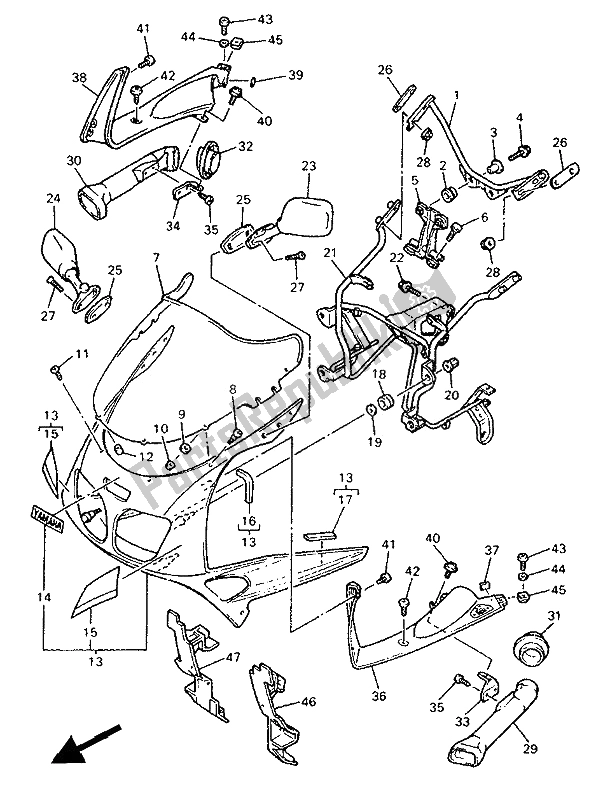 Toutes les pièces pour le Capot 1 du Yamaha FZR 1000 1994