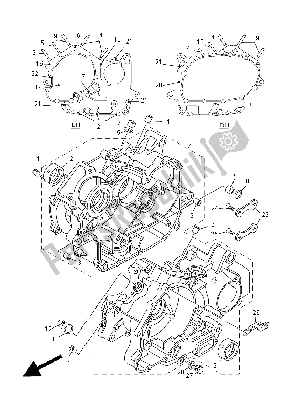 All parts for the Crankcase of the Yamaha XVS 650 Dragstar 2000