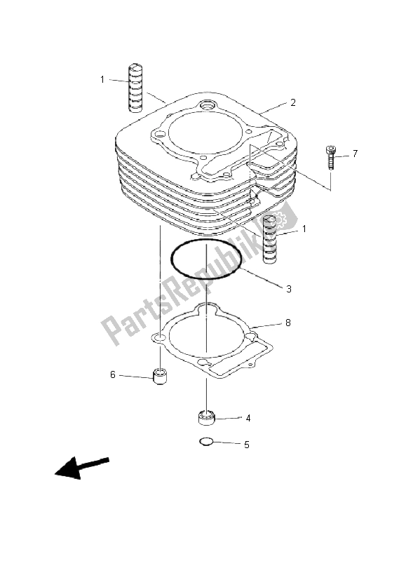 All parts for the Cylinder of the Yamaha YFM 350F Grizzly 4X4 2011