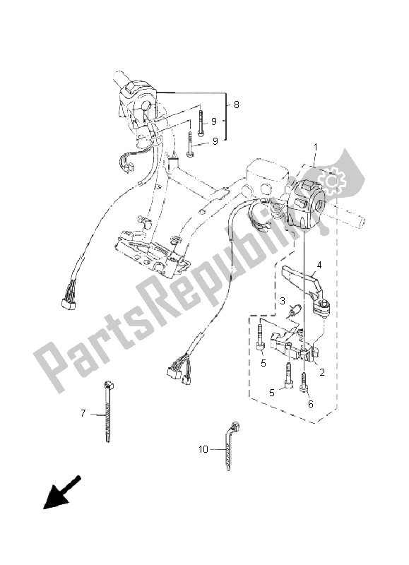 All parts for the Handle Switch & Lever of the Yamaha XP 500A T MAX 2009