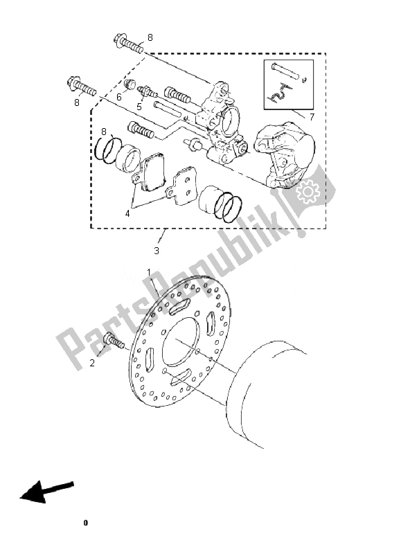 All parts for the Rear Brake Caliper of the Yamaha YP 125R X MAX 2010