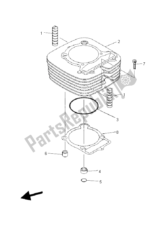 Tutte le parti per il Cilindro del Yamaha YFM 350X Wolverine 2X4 2008