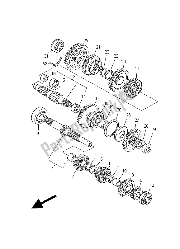 All parts for the Transmission of the Yamaha YZF 1000R Thunderace 2000