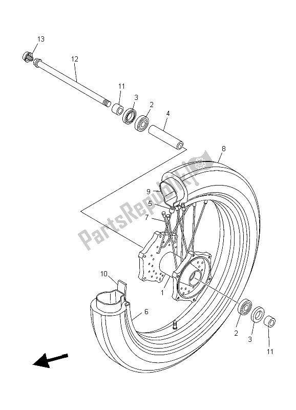 All parts for the Front Wheel of the Yamaha XVS 1100A Dragstar Classic 2006