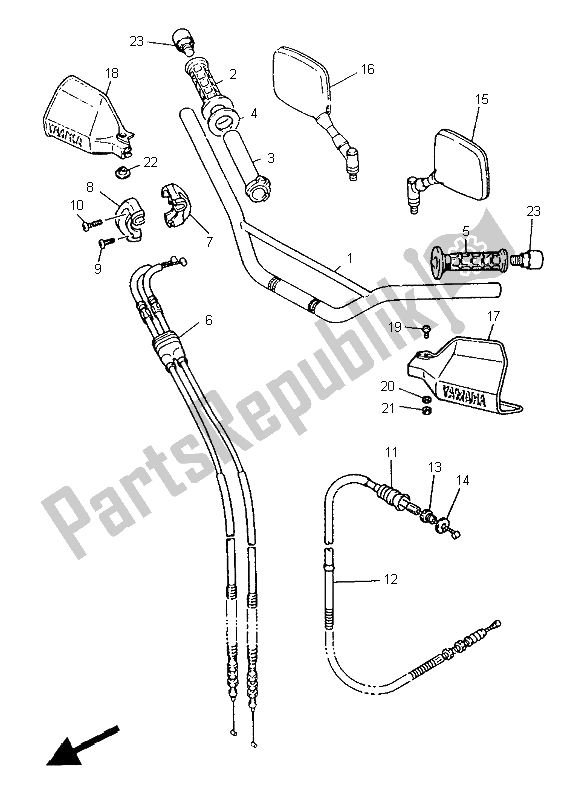 Todas las partes para Manija De Dirección Y Cable de Yamaha XT 600E 1996