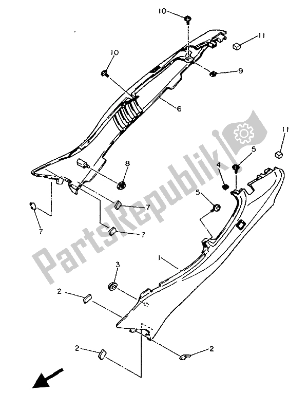 All parts for the Side Cover of the Yamaha XJ 600S Diversion 1993