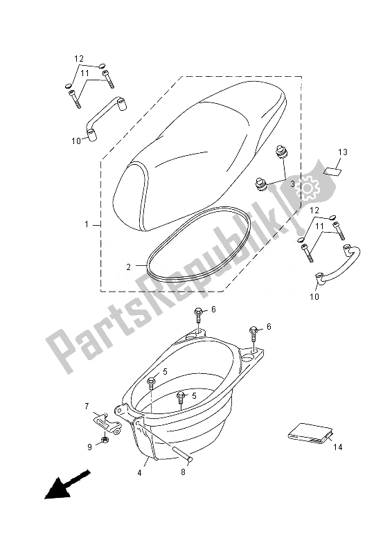 Tutte le parti per il Posto A Sedere del Yamaha YN 50 EM 2013