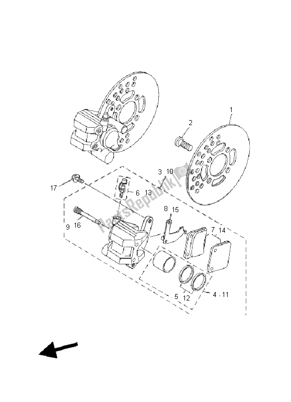 Wszystkie części do Zacisk Hamulca Przedniego Yamaha YFS 200 Blaster 2006