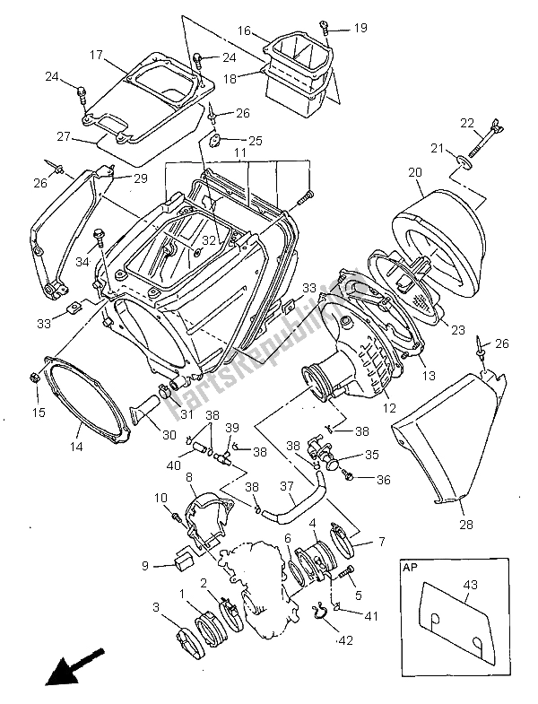 Toutes les pièces pour le Admission du Yamaha WR 400F 1998