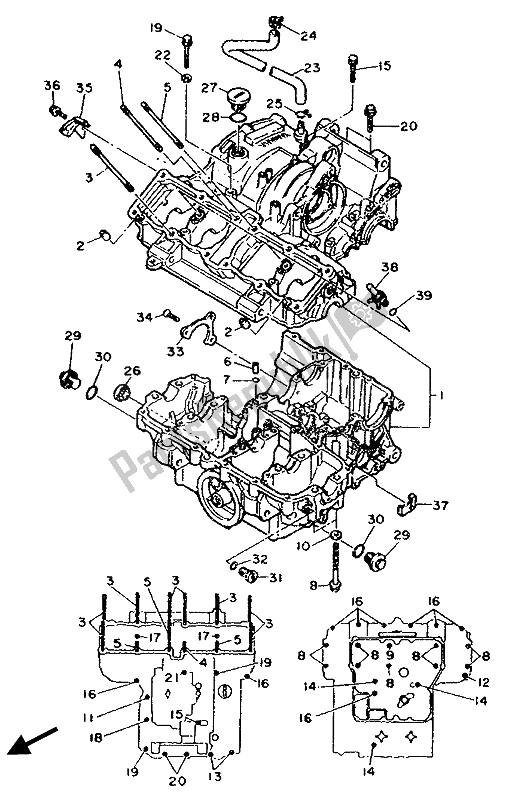 Todas as partes de Bloco Do Motor do Yamaha FZR 750R 1990