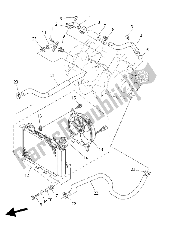 All parts for the Radiator & Hose of the Yamaha YFM 450F Kodiak 4X4 2003