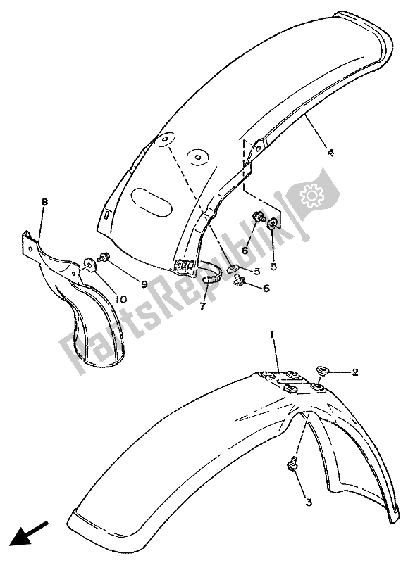 Tutte le parti per il Parafango del Yamaha YZ 125 1989