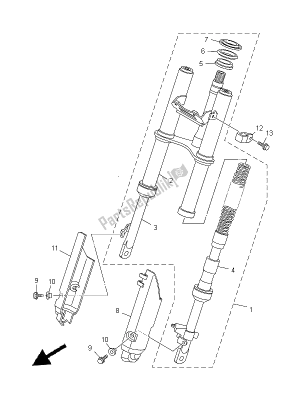 Todas las partes para Tenedor Frontal de Yamaha TT R 50E 2014