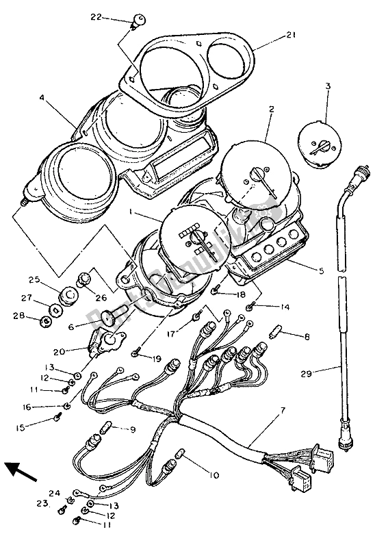 All parts for the Meter of the Yamaha FZR 1000 1989