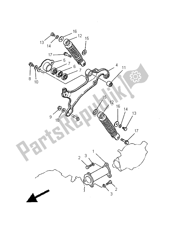 All parts for the Rear Arm & Suspension of the Yamaha PW 50 2000