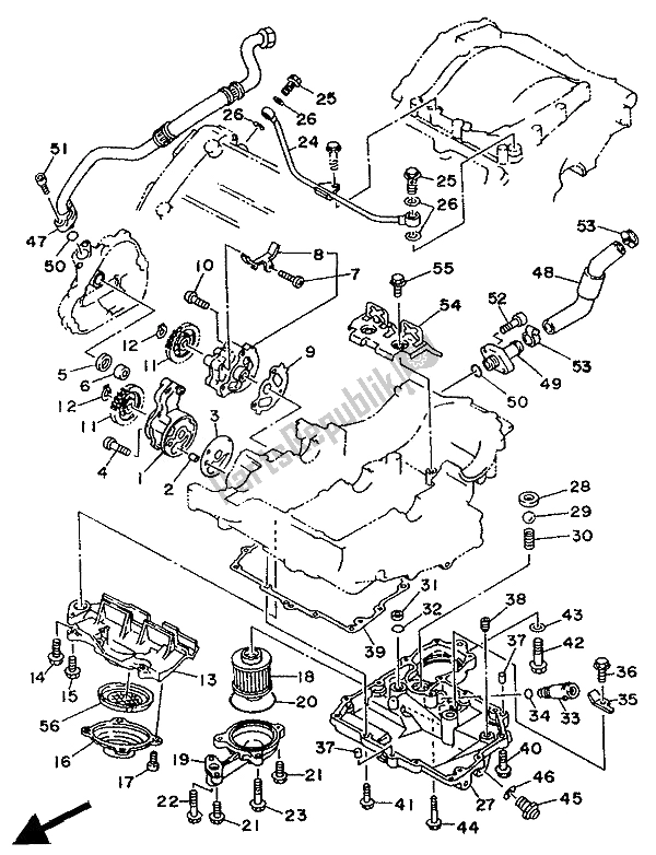 All parts for the Oil Pump of the Yamaha TDM 850 1992