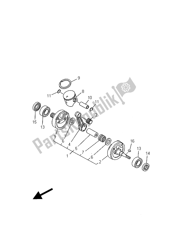 Todas las partes para Cigüeñal Y Pistón de Yamaha YZ 125 2002