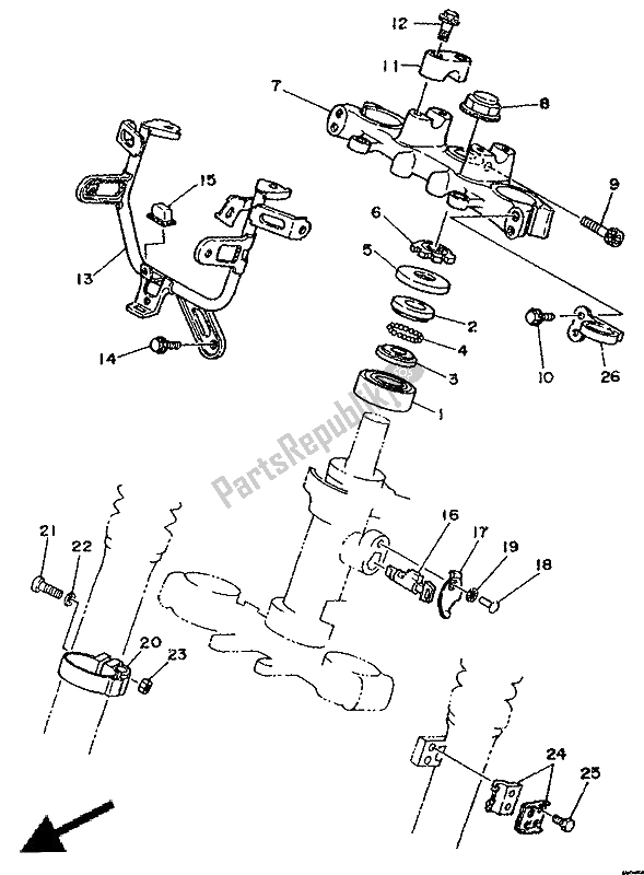 Todas as partes de Direção do Yamaha DT 125R 1991