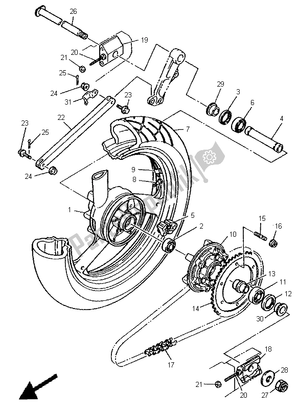 Tutte le parti per il Ruota Posteriore del Yamaha XJR 1200 1995
