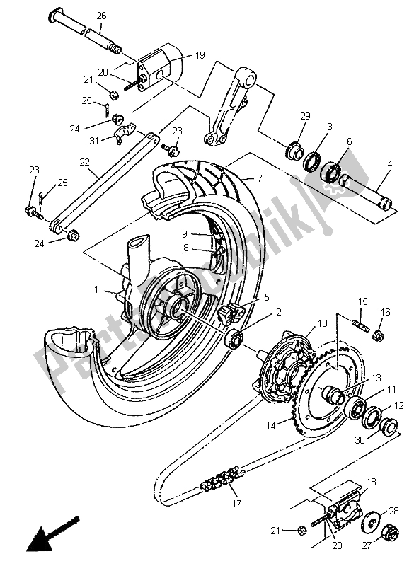 Toutes les pièces pour le Roue Arrière du Yamaha XJR 1200 1995