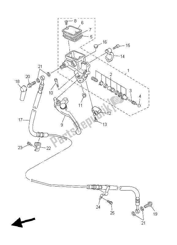 All parts for the Front Master Cylinder 2 of the Yamaha FJR 1300A 2004