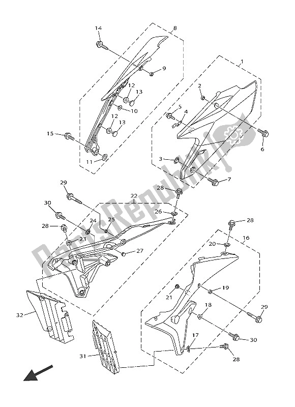 Tutte le parti per il Coperchio Laterale del Yamaha WR 250F 2016