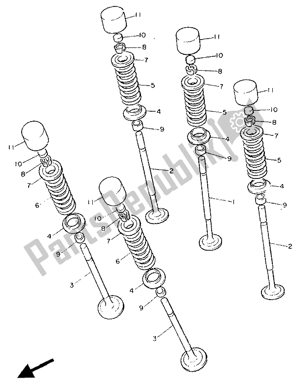 All parts for the Valve of the Yamaha FZ 750R 1988