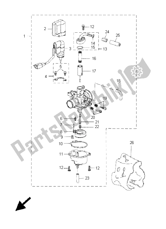 Toutes les pièces pour le Carburateur du Yamaha CW 50S BWS 2005