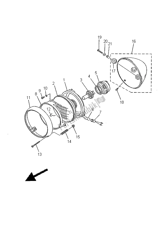 Tutte le parti per il Faro del Yamaha XVS 1100A Dragstar Classic 2000