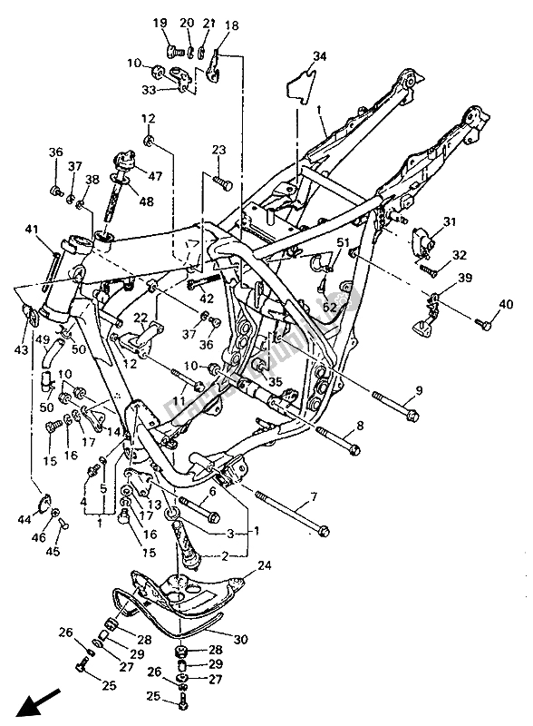 All parts for the Frame of the Yamaha SR 500 1993