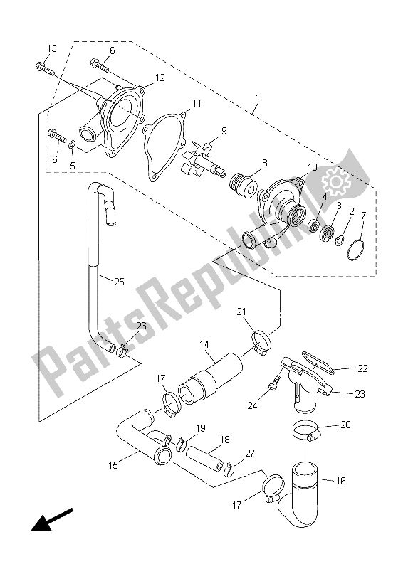 All parts for the Water Pump of the Yamaha YZF R6 600 2015