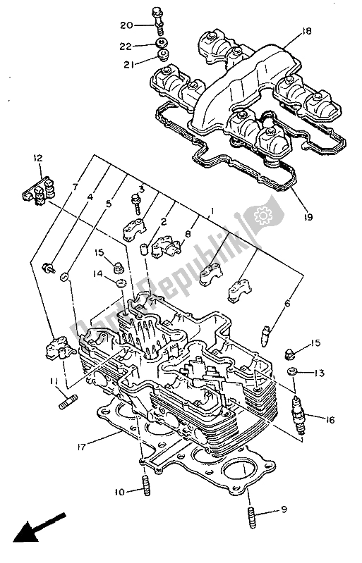 Toutes les pièces pour le Culasse du Yamaha FJ 1200 1988