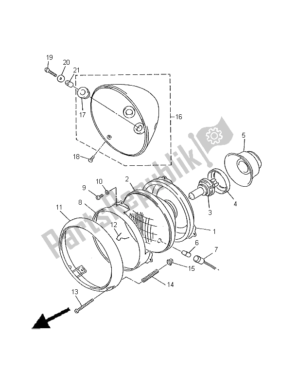 All parts for the Headlight of the Yamaha XVZ 1300A Royalstar 2000