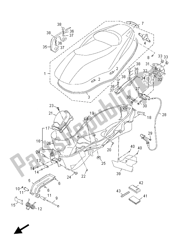 Tutte le parti per il Posto A Sedere del Yamaha YP 250R 2013