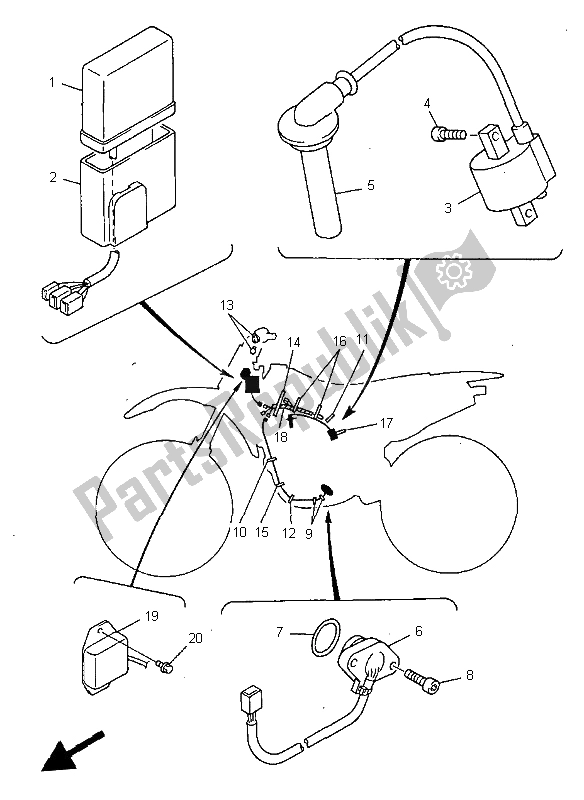 Toutes les pièces pour le électrique 1 du Yamaha WR 400F 1998