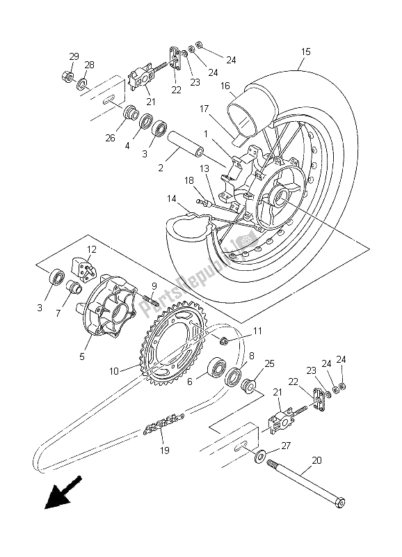 Todas las partes para Rueda Trasera de Yamaha XT 660X 2005