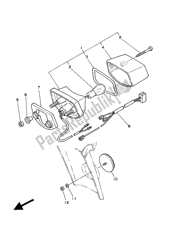 All parts for the Taillight of the Yamaha XT 350 1988