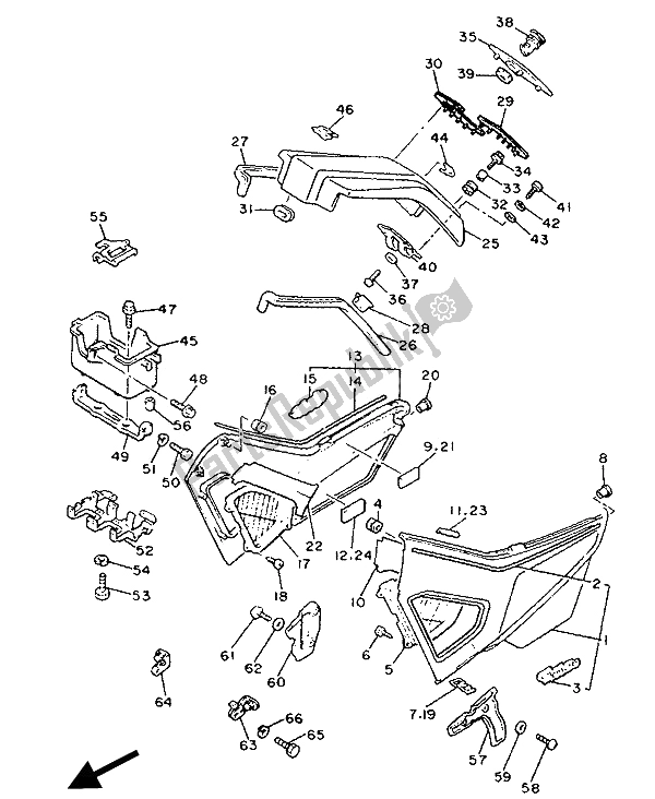 Toutes les pièces pour le Couvercle Latéral Et Réservoir D'huile du Yamaha XVZ 13 TD Venture Royal 1300 1990