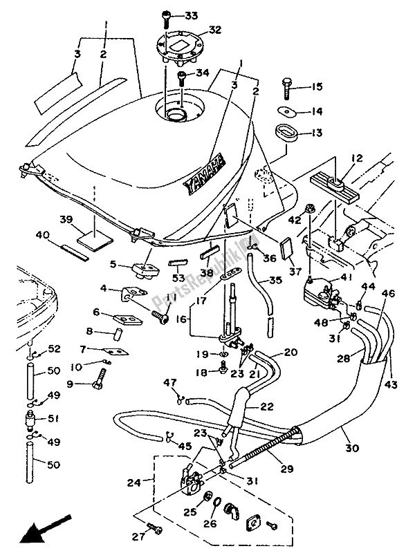 Todas las partes para Depósito De Combustible de Yamaha TDM 850 1991