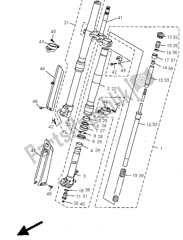 Todas las partes para Tenedor Frontal de Yamaha WR 400F 1999