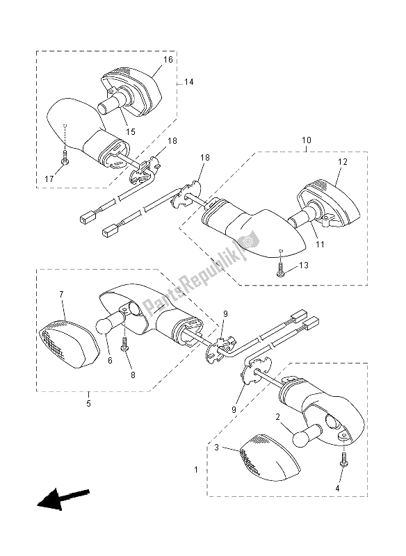 All parts for the Flasher Light of the Yamaha YZF R6 600 2008